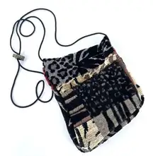 Erda Patchwork Tapestry Asymmetric Zip Crossbody Bag Zebra Cheetah Small Animal