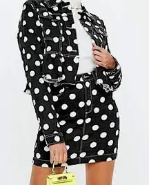 Missguided Polka Dot Denim Skirt