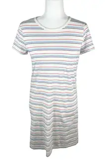 J. Crew White Colorful Striped T Shirt Dress Size XS