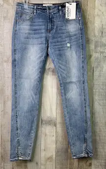 EVIDNT Los Angeles Size 26 Tate Skinny Distressed Blue Jeans 3” Slit Pan…