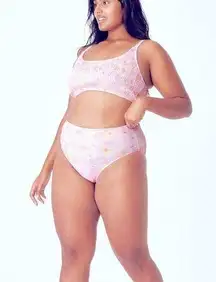 Cotton On curve high waisted bikini bottom dye scattered pink size 14