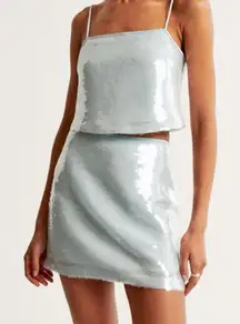 Abercrombie Light Blue Sparkling Sequin Skort (M)