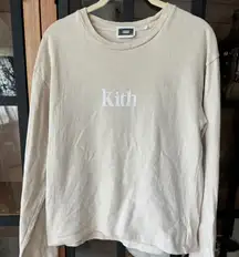Kith logo tee long sleeve beige sand ash crewneck top oyster mushroom pullover