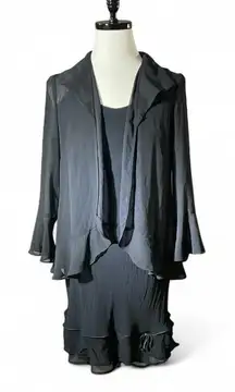 Lily Black Sheer Chiffon Ruffle Layered Dress Set 2 Piece Set Grunge Fairycore