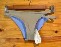 Breakers Reversible Cutout Bikini Bottom Grey Periwinkle Blue Small NWT