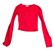 Heart & Hips Bold Red Long Sleeve Top Size: S