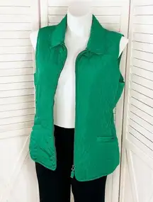 Talbots Diamond Quilt Full Zip Puffer Vest Green Large