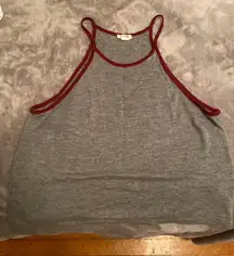 Grey Crop Top With Maroon Trimming