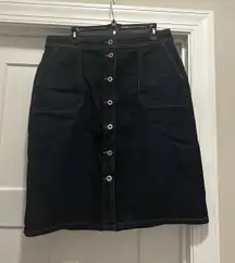 Liz Claiborne Dark Wash Denim Jean Midi Skirt Women's Size 12 Classic Modest USA