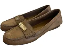 Coach Fredrica Tan Pebbled Leather Driving Loafers Slip-On Flats Preppy Heritage