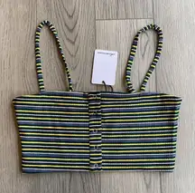 Olivaceous Cropped Tank Top Size‎ Small Green Yellow Stripe 90's Y2K Vibes NWT