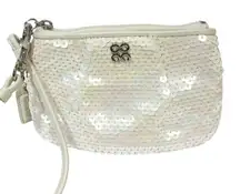 COACH 45395 Audrey Sequins Small Wristlet Pouch Purse Wallet Ivory