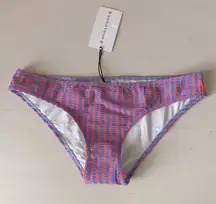 NWT  blue and orange striped bikini bottoms