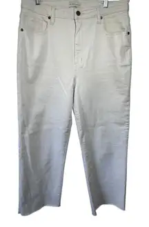 Oliver Logan‎ Ecru Color Aberdeen Wide Leg High Rise Cropped Raw Hem Size 32