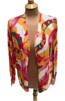 Chico's‎ Women's Floral Cardigan Sweater Size 1 Lightweight Tropical Colorful