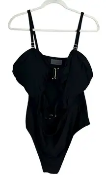 Eloquii Women's Black Twist-Front Keyhole One-Piece Swimsuit 22