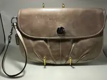 A Rare Vintage Soft Leather Coach Gold Metallic Wallet Clutch Wristlet Handbag