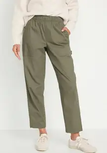 NWT Old Navy High Rise Pulla Comfort Waistband Olive Green Utility Pant Large