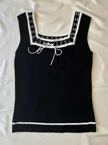 Y2k Corducci Black and White Tie Detail Vest Top