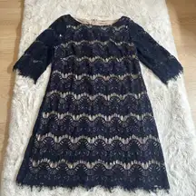 Jessica Howard Mini Lace‎ Sheath Dress 3/4 Sleeve Sz Petite 12 Christmas Dress