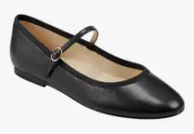 Marc Fisher Women's Espina Mary Jane Ballet Flat Leather‎ Black Size US 7.5