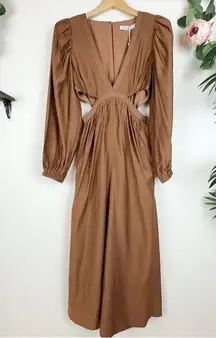 NWT Mon Renn Revive Midi Dress in Chocolate Brown Size Small