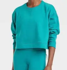 All In Motion Women’s Cotton Crewneck Crop Sweatshirt - Turquoise - Size Xxl
