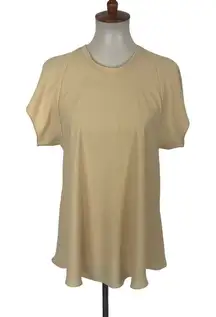 Ellery Women Blouse Top Yellow Crewneck Short Sleeve Designer 0