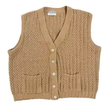 Vintage Miss Scotch English Sweater Vest Cable Knit Acrylic Tan No Size Tag