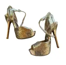 Cathy by Cathy Jeans Gold Sparkly Stiletto Pump Heels