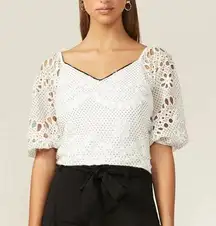 NWT Adelyn Rae White Black Polka Dot Embroidered Crop Top Women's Size Small