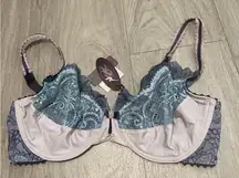 Lace Underwire Bra in Blue and Gray