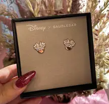 BaubleBar NEW IN BOX Disney x  Minnie Mouse gold rhinestone bow earrings