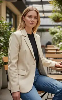 NWT BLANKNYC Faux Leather Blazer in Bare Essential MEDIUM