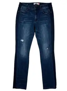 High Rise Straight Jeans Tuxedo Stripe Dark Wash Style 3750 Size 6