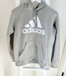 Adidas Women’s Lifestyle Trefoil Graphic Light Gray Pullover Hoodie Size Medium