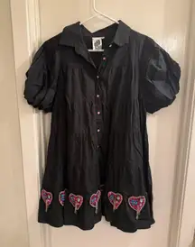 Queen of Sparkles Black Dress with Bedazzled Hearts