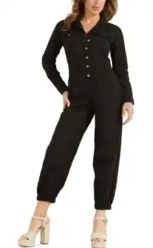 GUESS Women's Black Tosca Cotton Eyelet Jumpsuit Size Medium NWT