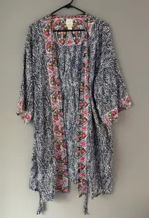 Lucky‎ Brand sz S/M Blue swimsuit bikini cover up Kimono