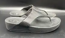 FitFlop Womens Lulu Toe Post Strap Leather Sandals‎ Flip Flop Black Size 10