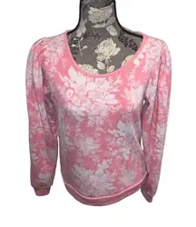 RACHEL PARCELL Pink Quill Rose Brocade Sweatshirt size small