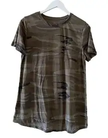 Zoe & Liv Camo Gray Cotton Blend Soft  Short Sleeve XL #1073