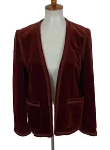 Vintage ACT III Blazer 12‎ Brown Velvet Open Front Retro 90s Evening