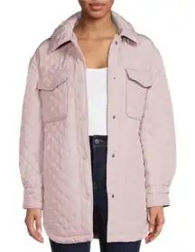 LUCKY BRAND Pink Quilted Button Down Puffer Jacket W/ Detachable Hood