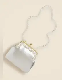 NWT JCrew pearl-embellished coin purse with beaded strap string needs reattach