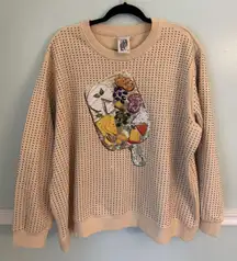 Queen Of Sparkles Charcuterie Sweatshirt Size XL Cheese Grapes Sequins