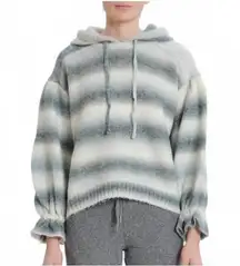 Something Navy Ombre Striped Hoodie In White/ Black. Size XS