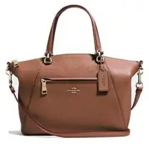 COACH Women's Pebble Prairie Satchel Crossbody Leather Bag Cognac Brown