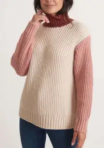 Marine Layer Juniper Oversized Turtleneck Colorblock Sweater size small