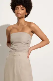 FAITHFULL the Brand PRAIYAH BODICE NATURAL Top Linen Blend Beige Strapless NWT